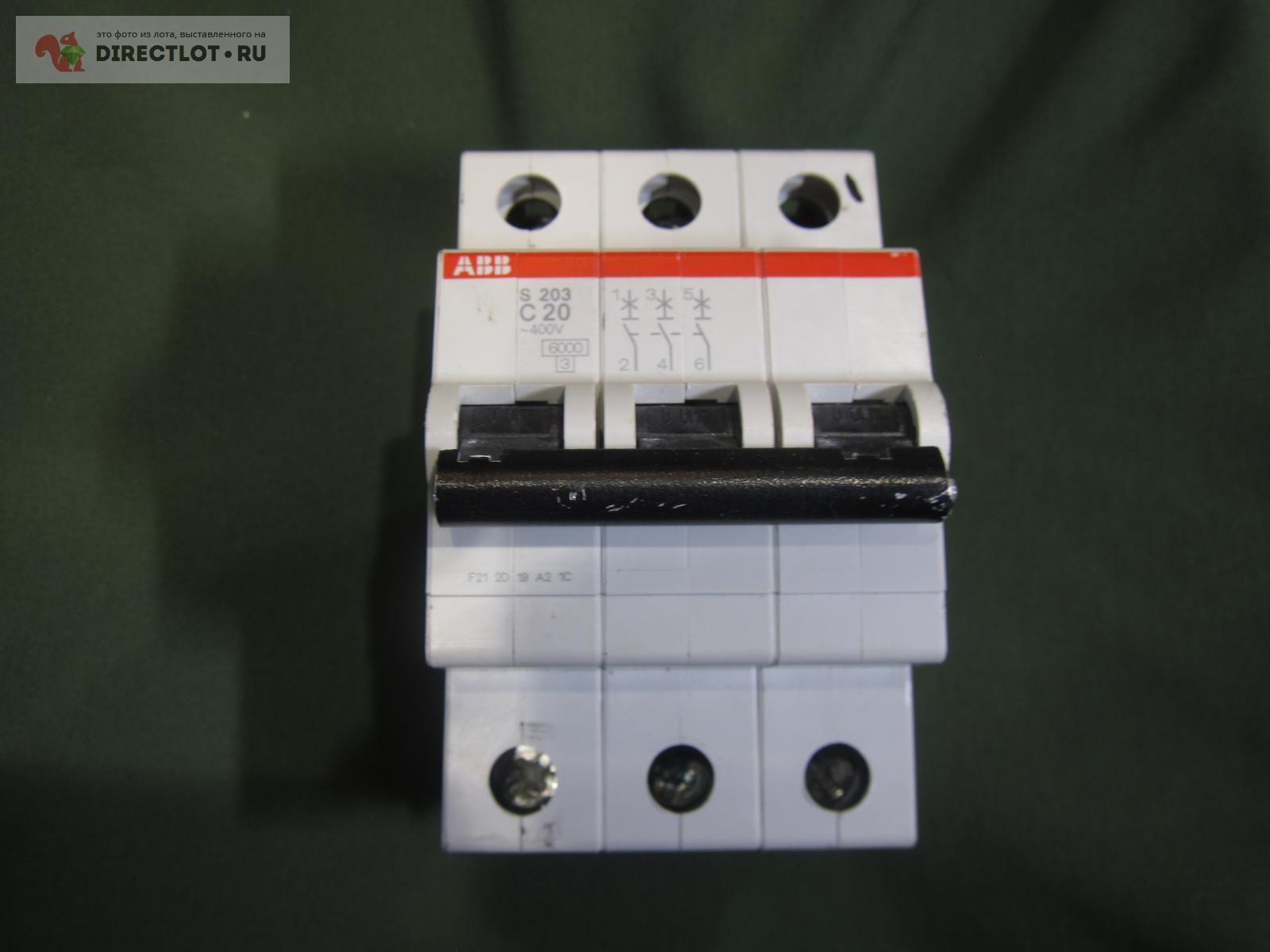Автоматический выключатель трехполюсный 20А тип С ABB S203 С20 купить в ...