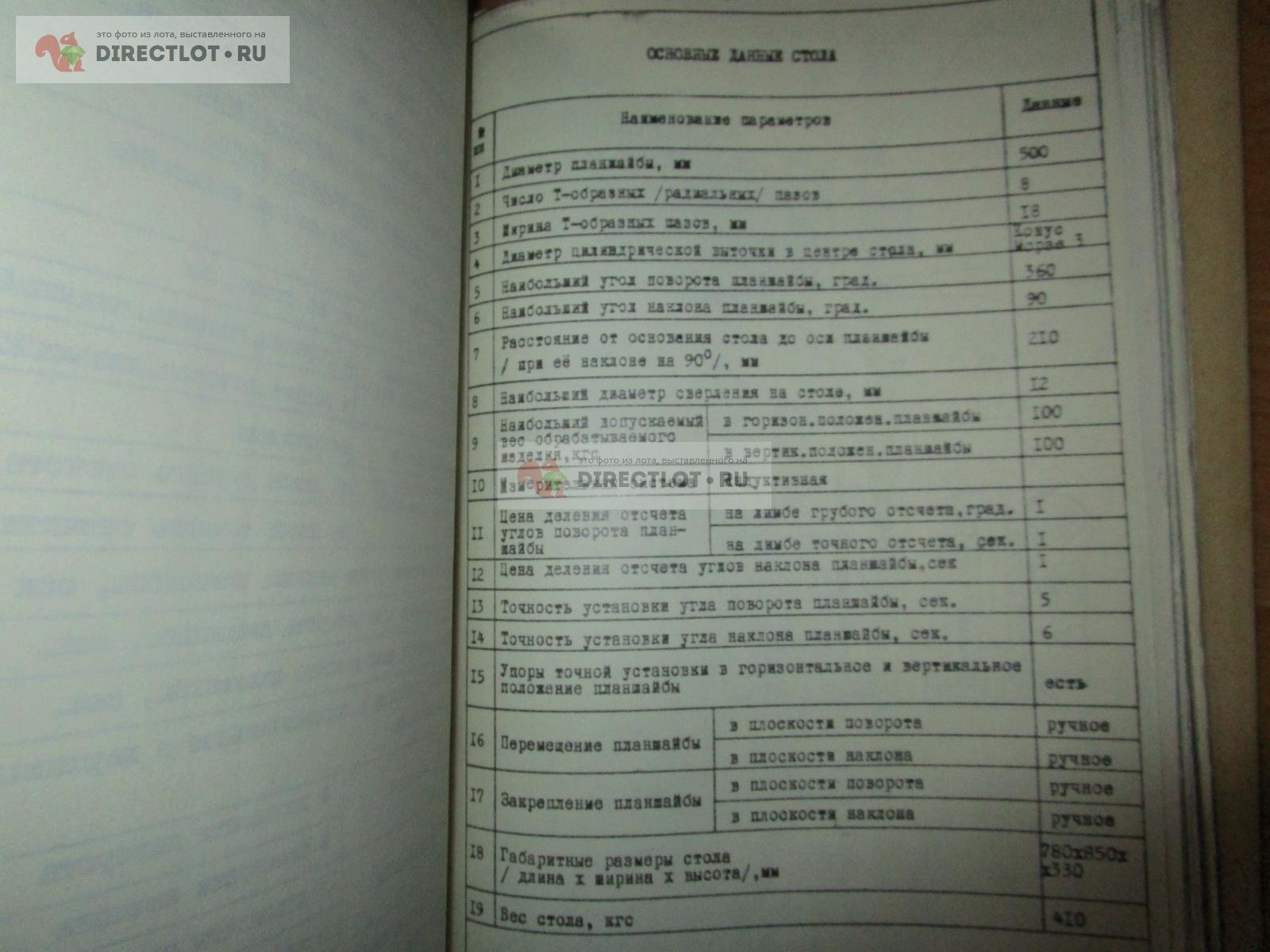 Стол поворотный 7400 0265 паспорт