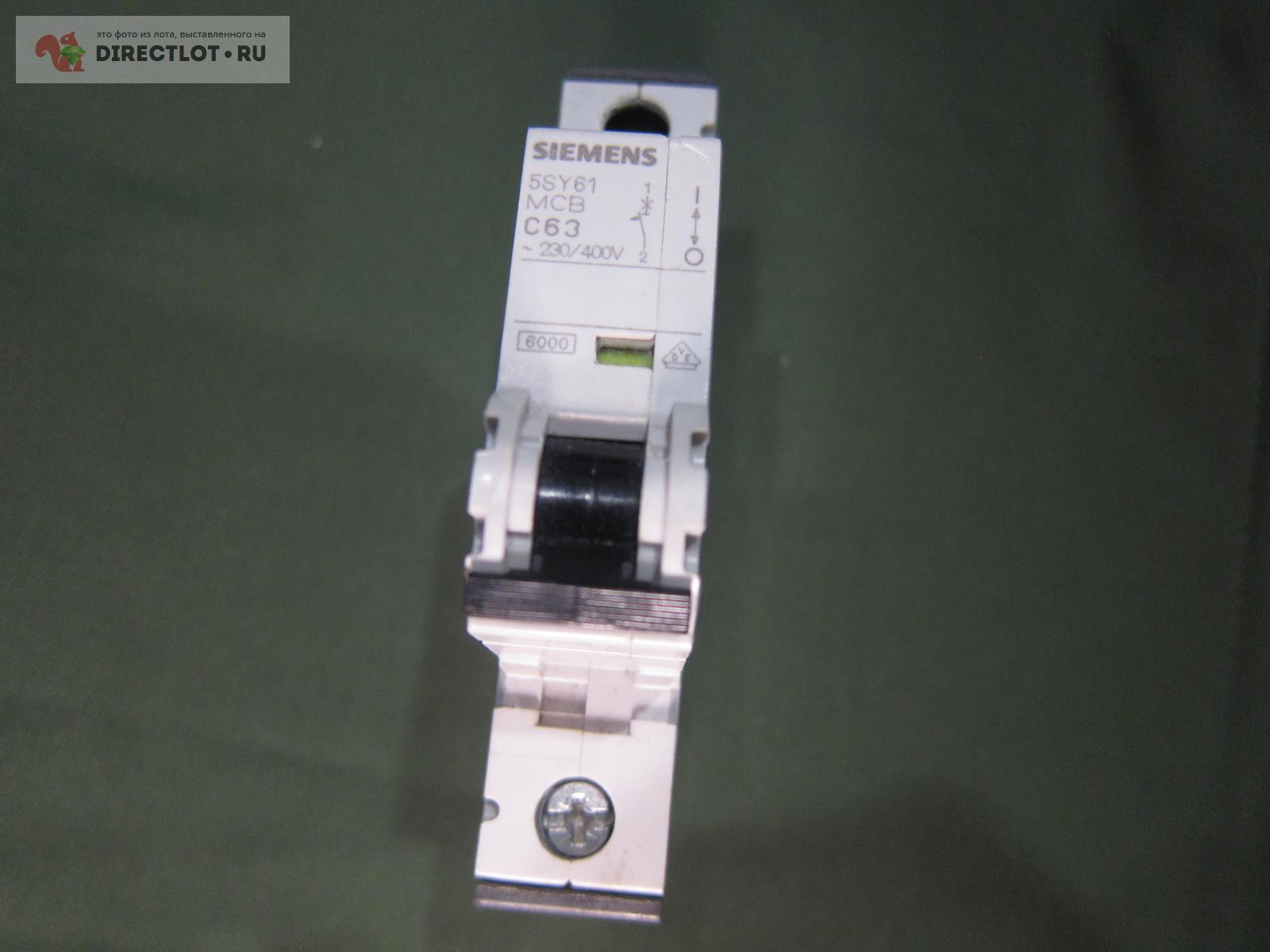 Автоматический выключатель однополюсный 63А тип C Siemens 5SY61 C63 .